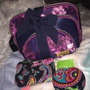 Makeup bags, coin purse and pocket mirror